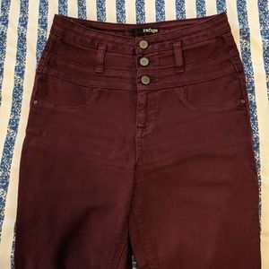Refuge high-waisted jeans in burgundy